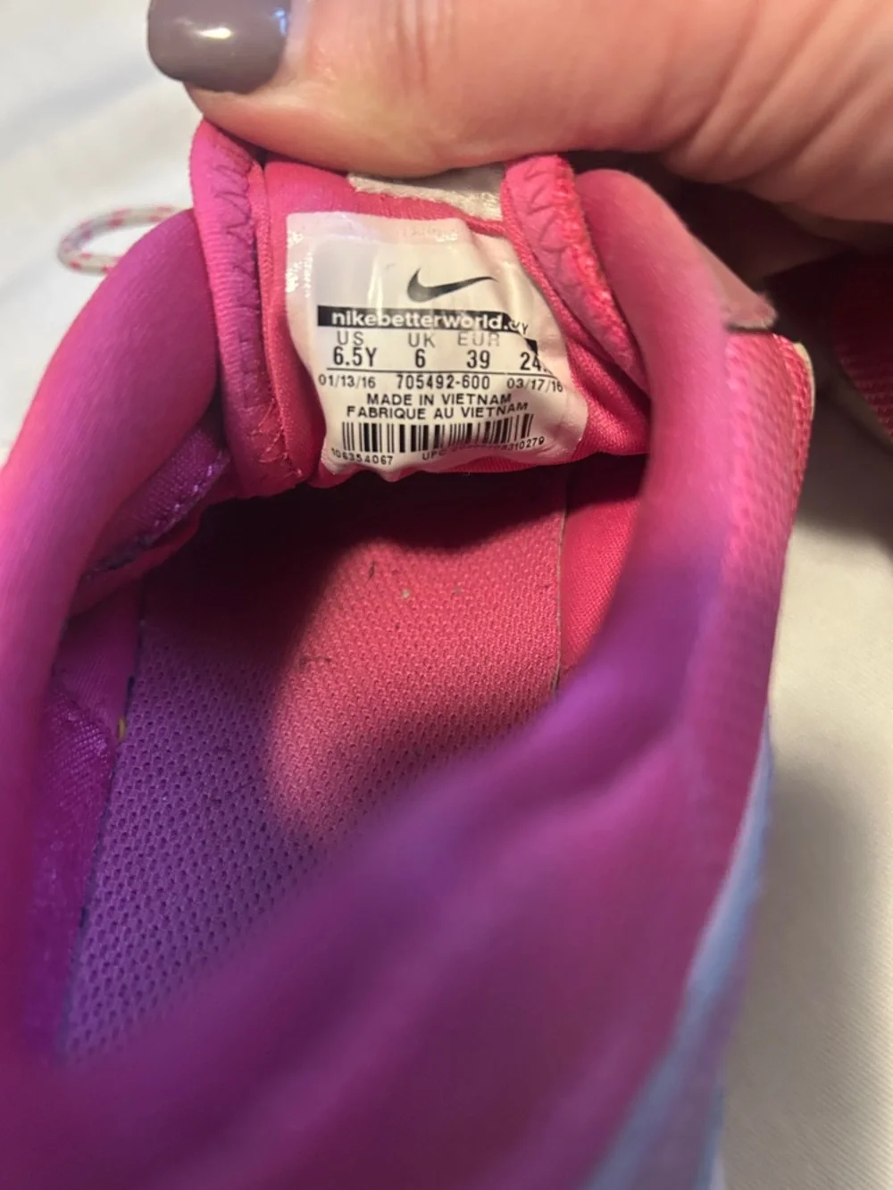 Nike Hot Pink and White Lace-Up Sneakers - Picture 3 of 3